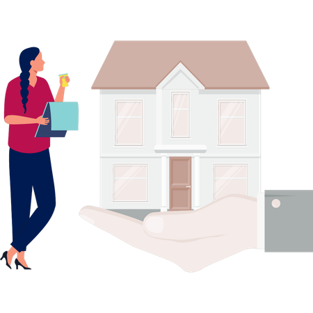 Une femme prend une assurance habitation  Illustration