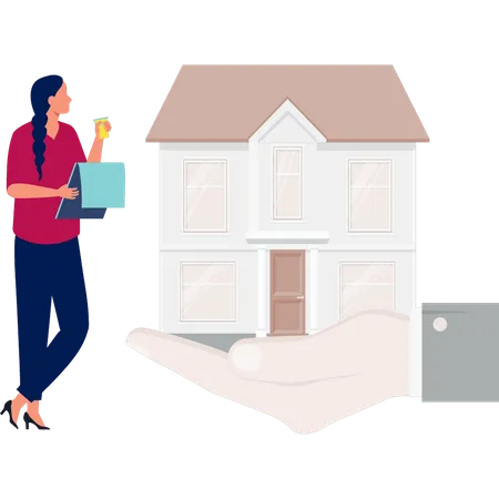 Une femme prend une assurance habitation  Illustration