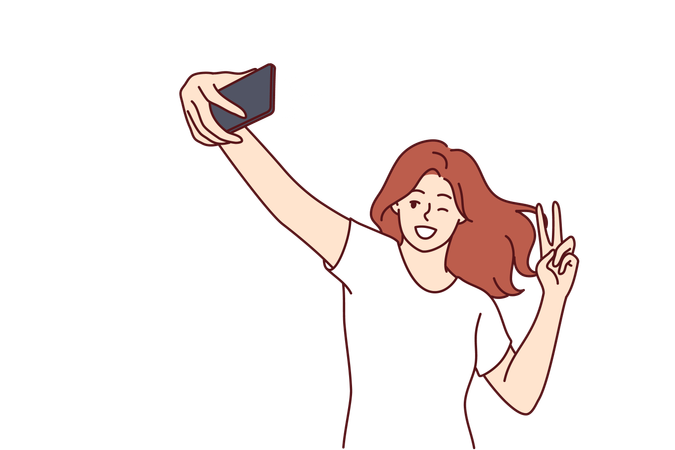 La femme prend le selfie  Illustration