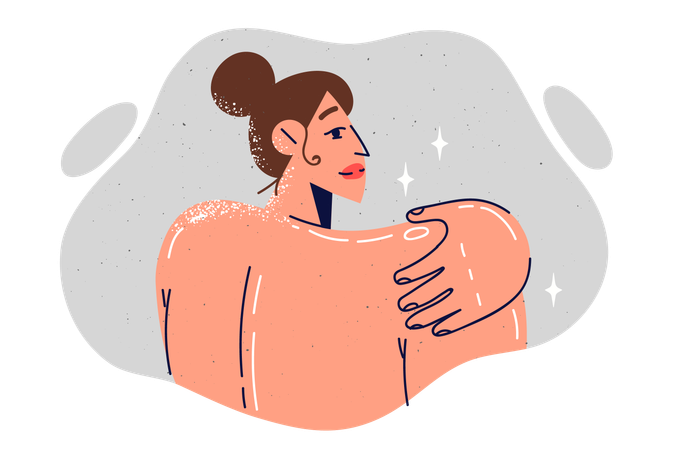 La femme prend une douche  Illustration