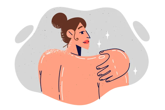 La femme prend une douche  Illustration