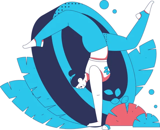 Une femme suit une formation de yoga  Illustration