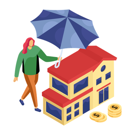 Une femme souscrit une nouvelle assurance habitation  Illustration