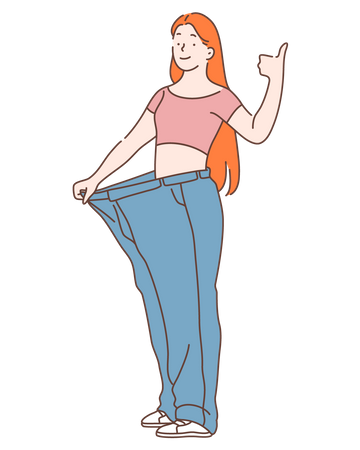 Femme obtenant des jeans amples après un régime  Illustration