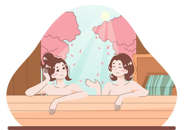 Une femme prend un bain de sauna  Illustration