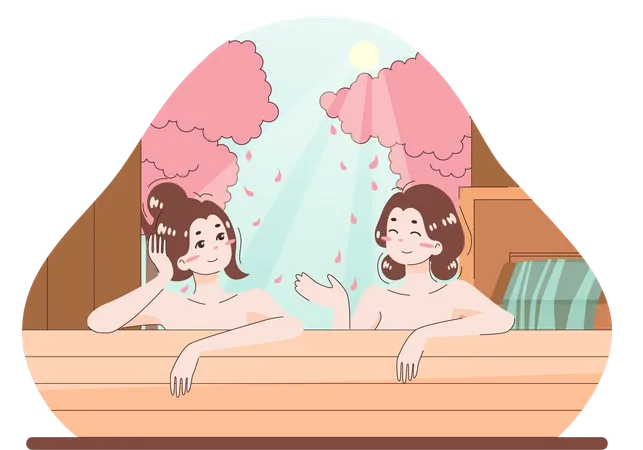 Une femme prend un bain de sauna  Illustration