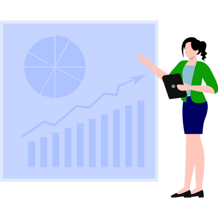 Femme présentant l'analyse des données  Illustration