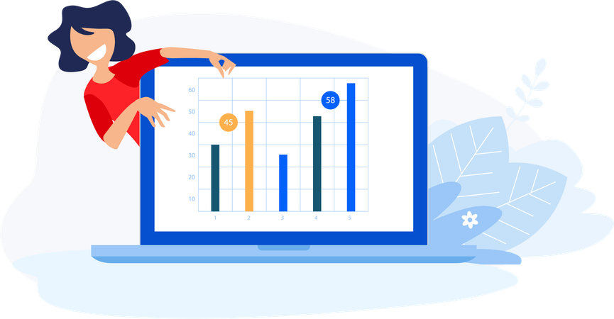 Femme présentant un graphique d'analyse  Illustration