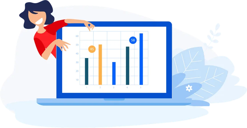 Femme présentant un graphique d'analyse  Illustration