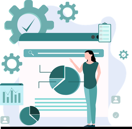 Femme présentant un tableau d'analyse  Illustration