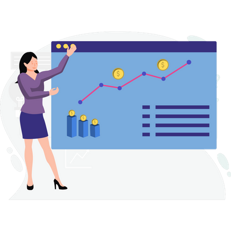 Femme présentant un tableau d'analyse  Illustration