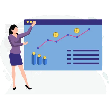 Femme présentant un tableau d'analyse  Illustration