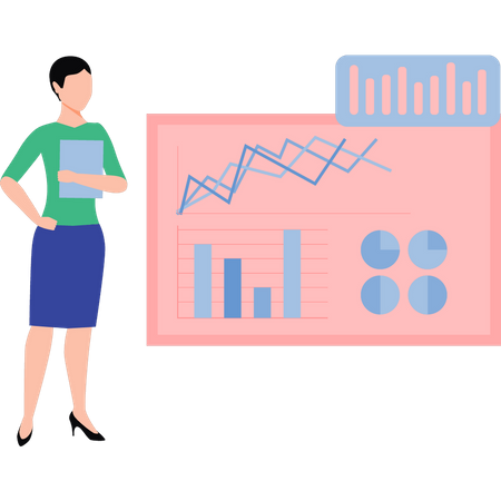 Femme présentant un graphique d'analyse  Illustration