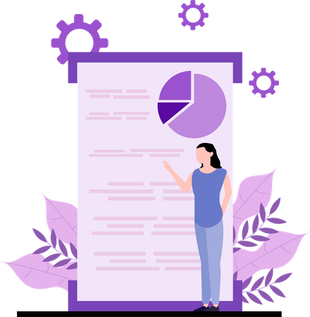 Femme présentant l'analyse commerciale  Illustration