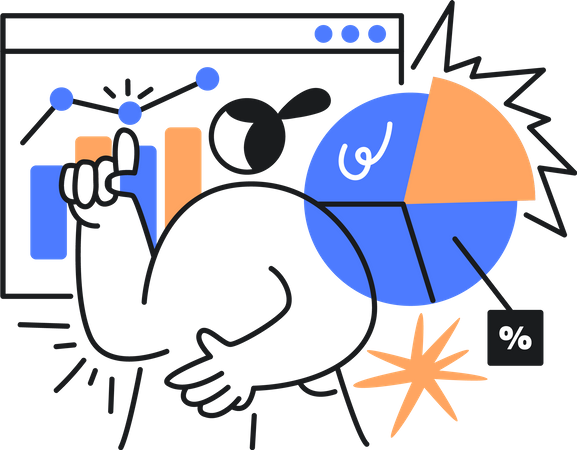 Femme présentant l'analyse de données  Illustration