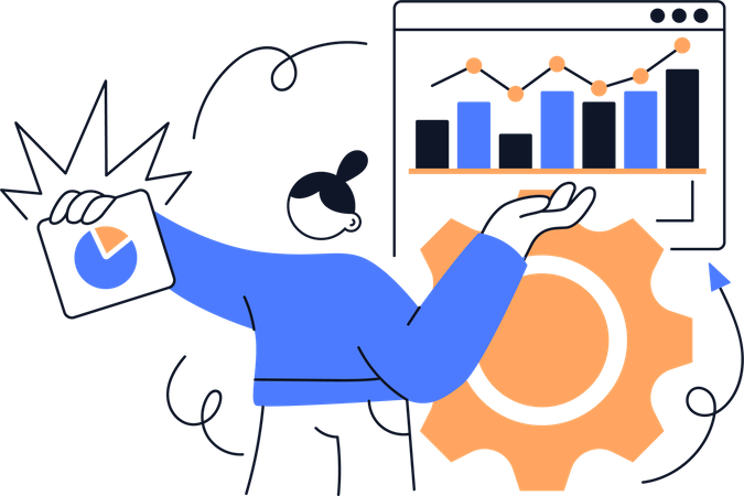 Femme présentant l'analyse de données  Illustration