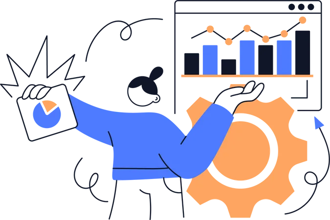 Femme présentant l'analyse de données  Illustration