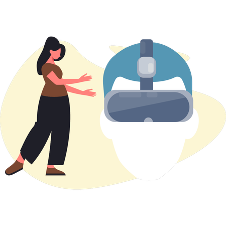 Femme présentant des lunettes AI  Illustration
