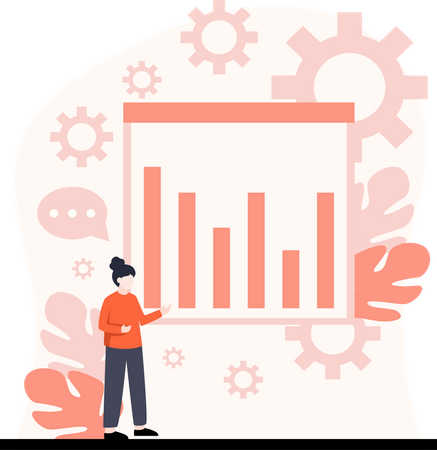 Femme présentant un graphique d'analyse commerciale  Illustration