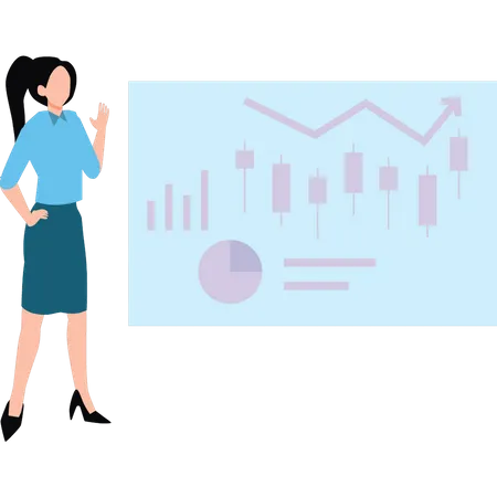 Femme présentant le tableau des finances  Illustration