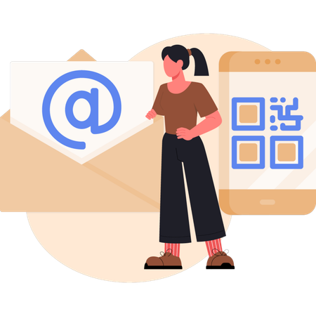 Femme présentant un code-barres mobile  Illustration