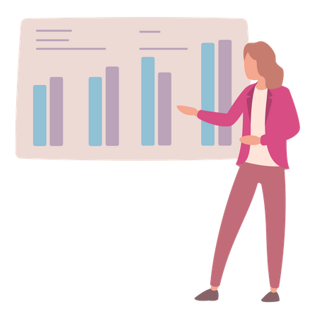 Femme présentant une analyse d'investissement  Illustration