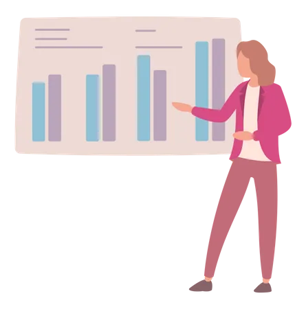 Femme présentant une analyse d'investissement  Illustration