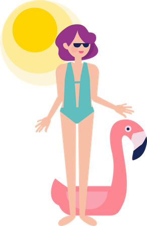 Femme profitant des vacances d'été  Illustration