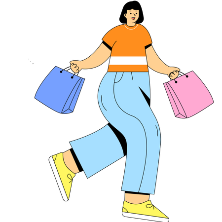 Une femme profite des soldes  Illustration