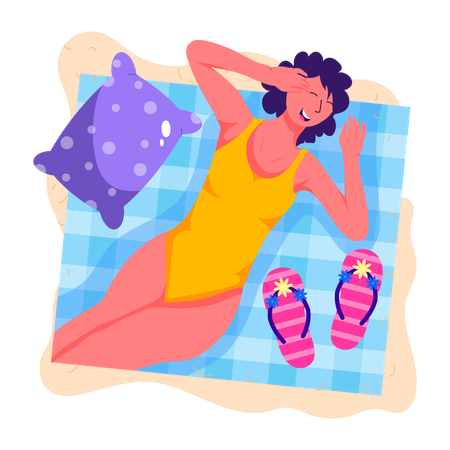 Une femme profite d'un bain de soleil  Illustration