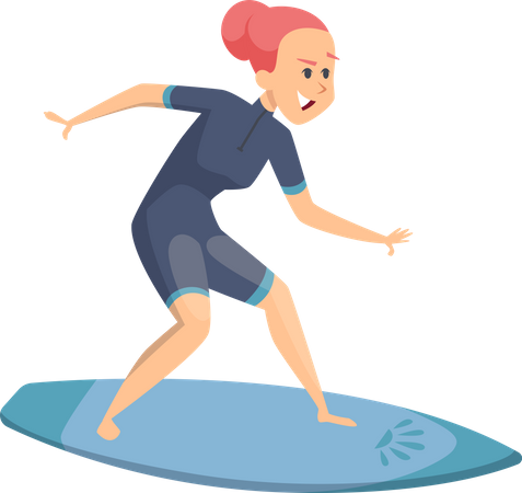 Femme aime surfer  Illustration