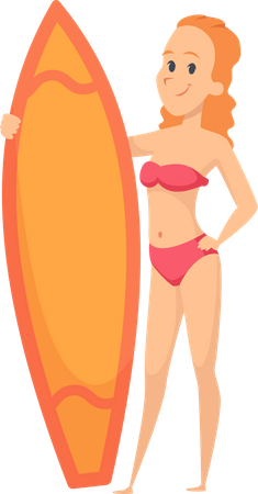 Femme aime surfer  Illustration