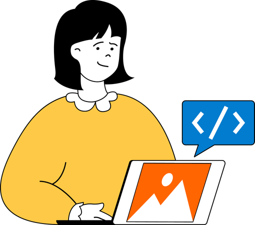 Programmeuse féminine créant un site Web  Illustration