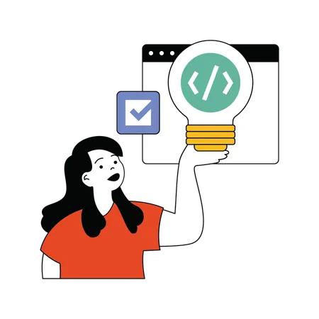 Programmeuse féminine pensant au code  Illustration