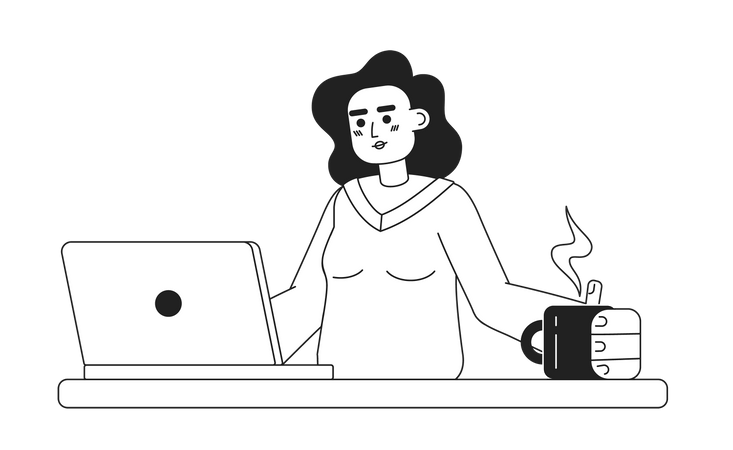Programmeuse féminine travaillant sur un projet  Illustration