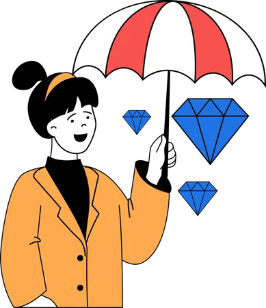 Une femme protège ses diamants  Illustration