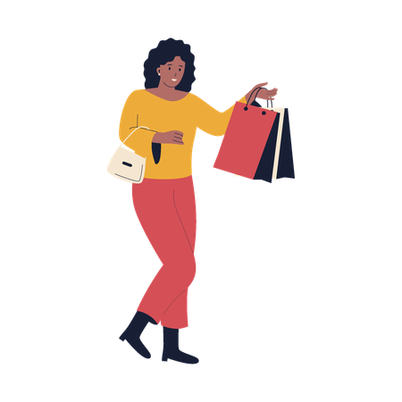 Femme qui aime faire du shopping  Illustration