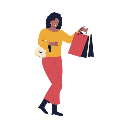 Femme qui aime faire du shopping  Illustration