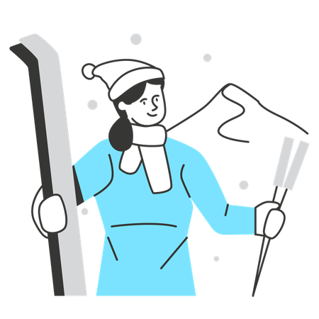 Femme va faire du ski  Illustration