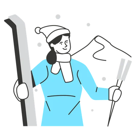 Femme va faire du ski  Illustration