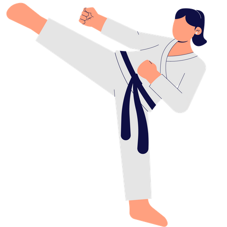 Femme qui pratique le Taekwondo  Illustration