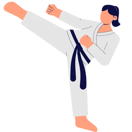 Femme qui pratique le Taekwondo  Illustration