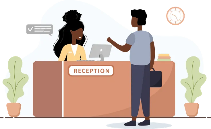 Réceptionniste au service des clients  Illustration