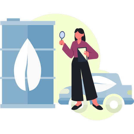 Femme cherchant un conteneur de gaz  Illustration