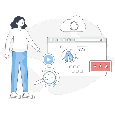 Femme à la recherche d'un virus  Illustration