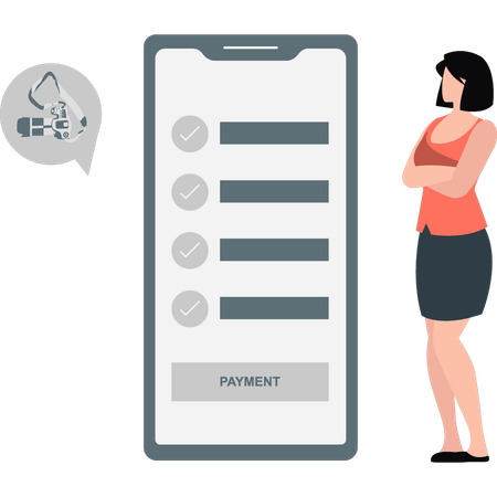 Femme regardant la liste de paiement  Illustration