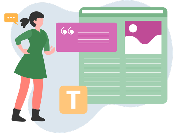 Femme rédigeant du contenu  Illustration