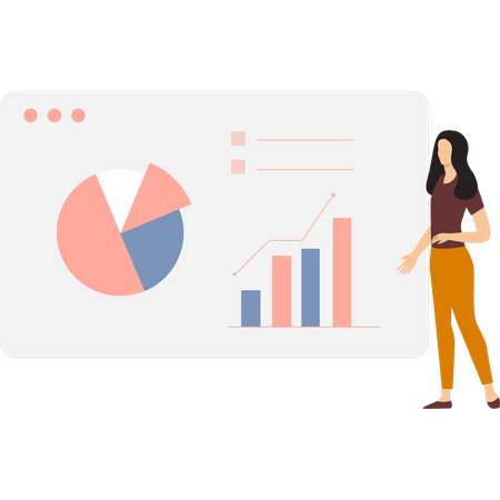 Femme regardant le tableau graphique d'analyse  Illustration