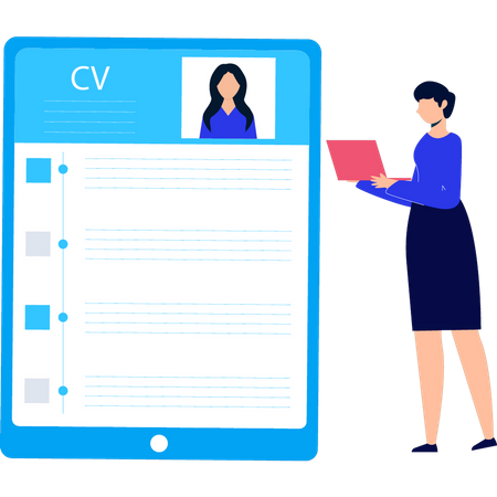 Femme regardant CV  Illustration