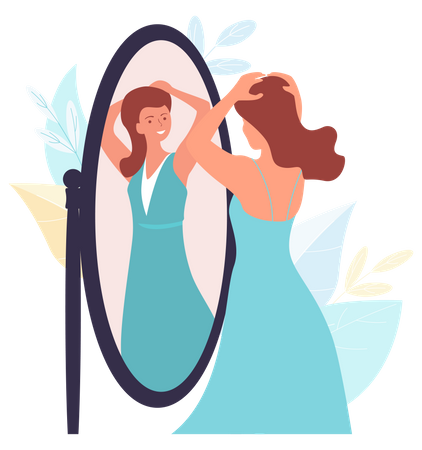 Femme regardant dans un miroir  Illustration